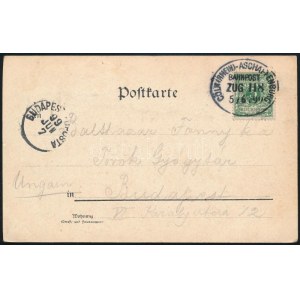 1899 Képeslap Budapestre küldve vasúti bélyegzéssel ...
