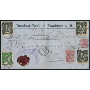 1920 Értéklevél 6 bélyeges bérmentesítéssel Frankfurtból Bécsbe ...