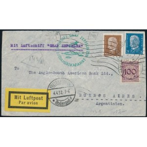 1932 Zeppelin 2. dél-amerikai útja levél Hamburgból Buenos Airesbe ...