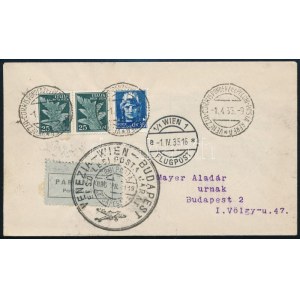1935 Légi levél Velencéből Bécsen át Budapestre ...