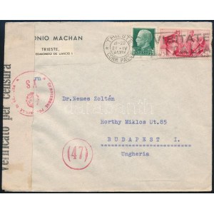 1941 Levél cenzúrázva Budapestre Triesztből / Censored cover to Hungary