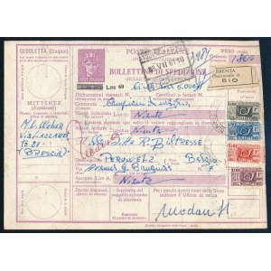 1961 Csomagszállító 4 bélyeges bérmentesítéssel Belgiumba ...