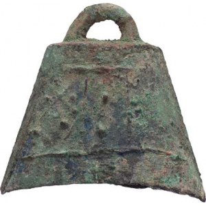 Čína - dynastie Čou, 12.-3. století př.Kr., Peníz zvonek Čung čchien, jako K.4/1, méně zdobený,