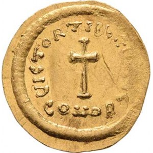 Byzanc, Tiberius Constantinus, 578 - 582, Tremissis, D.M.CONSTANTINVS.P.P.AVG., korunovaný