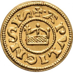 Itálie - Štaufové, Jindřich VI., 1194 - 1197, Zlatá replika denáru b.l. - mincovna Apulie - koruna,