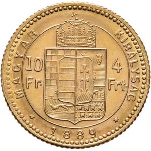 František Josef I., 1848 - 1916, 4 Zlatník 1889 KB (pouze 19.000 ks), 3.207g,