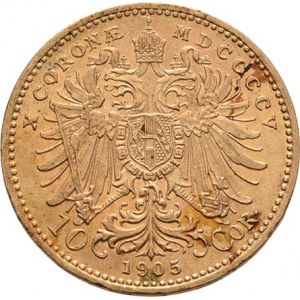 František Josef I., 1848 - 1916, 10 Koruna 1905, 3.379g, nep.hr., nep.rysky, skvrny,