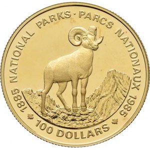 Kanada, Elizabeth II., 1952 -, 100 Dolar 1985 - národní parky, KM.144 (Au917,
