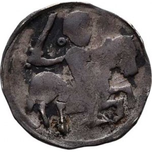 Německo - Branibory, Albrecht II., 1186 - 1220, Denár b.l., minc.Stendal, trůnící panovník / jezdec