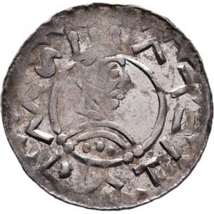 Vratislav II., králem v Čechách 1086 - 1092, Denár, Ca.354a, F.IX/10 (917) - široká koruna, tři