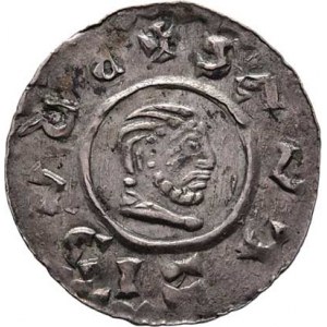 Břetislav II., knížetem v Čechách 1092 - 1100, Denár, Ca.390ab, F.X/21 (1169) - za poprsím kulička,
