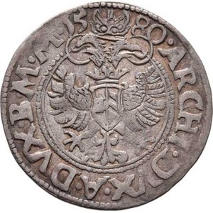 Rudolf II., 1576 - 1612, Bílý groš 1580, Jáchymov-Kadner, J.12, MKČ.403, na