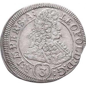 Leopold I., 1657 - 1705, 3 Krejcar 1695 GE, Praha-Egerer, MKČ.1426, Nech.203,