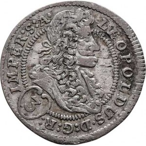 Leopold I., 1657 - 1705, 3 Krejcar 1705 GE, Praha-Egerer, MKČ.1429, Nech.220,