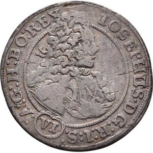 Josef I., 1705 - 1711, VI Krejcar 1709 CB, Břeh-Brettschneider, MKČ.1769,