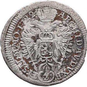 Karel VI., 1711 - 1740, 3 Krejcar 1722 FS, Praha-Scharff, J.11d, MKČ.1838,