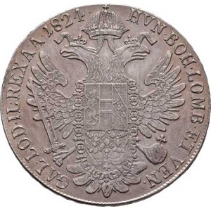 František II., 1792 - 1835, Tolar konvenční 1824 C, Praha, 28.011g, nep.just.,