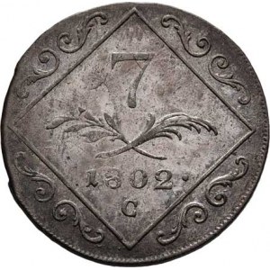 František II., 1792 - 1835, 7 Krejcar 1802 C, Praha, 4.377g, nep.exc., nep.hr.,