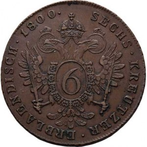 František II., 1792 - 1835, Cu 6 Krejcar 1800 C, Praha, 13.281g, nep.vada