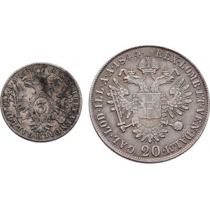 Ferdinand V., 1835 - 1848, 20 Krejcar 1844 C, Praha, 6.511g, stopa po oušku,