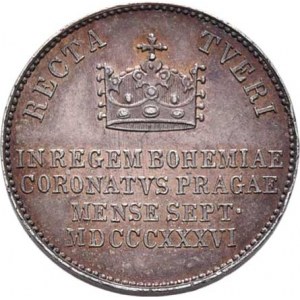Ferdinand V., 1835 - 1848, AR větší jeton na korunovaci v Praze 7.9.1836 - hlava