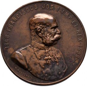 František Josef I., 1848 - 1916, Marschall - AE medailka na 50 let vlády 1898 - poprsí