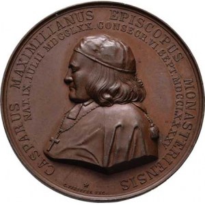 Münster - biskupství, Kašpar Maxmilián, Pfeuffer - AE medaile k 50.výročí svěcení 1845 -