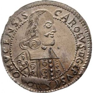 Olomouc-biskup., Karel II. Liechtenstein, 1664 - 1695, 3 Krejcar 1665, S-V.314 (B1/B1), 1.787g, dr.