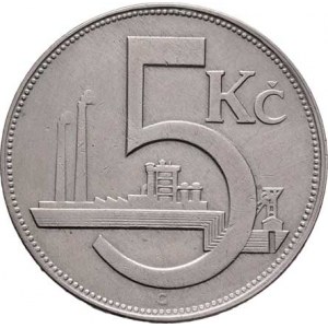 Československo 1918 - 1938, 5 Koruna 1925, KM.10 (CuNi), 10.070g, nep.hr.,