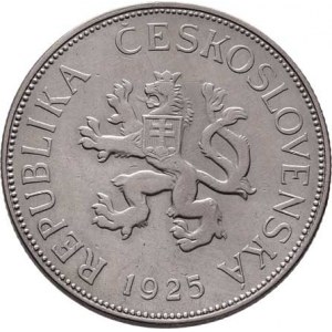 Československo 1918 - 1938, 5 Koruna 1925, KM.10 (CuNi), 10.070g, nep.hr.,