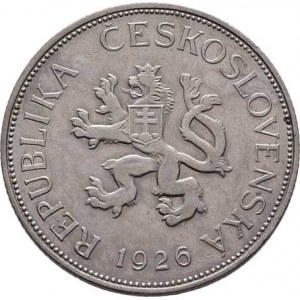 Československo 1918 - 1938, 5 Koruna 1926, KM.10 (CuNi), 9.962g, nep.hr.,