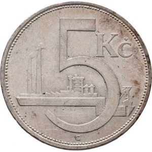 Československo 1918 - 1938, 5 Koruna 1930, KM.11 (Ag500), 7.045g, nep.hr.,