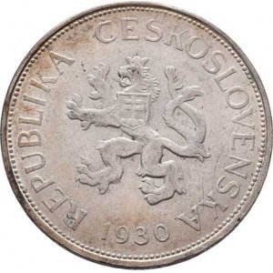 Československo 1918 - 1938, 5 Koruna 1930, KM.11 (Ag500), 7.045g, nep.hr.,