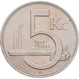 Československo 1918 - 1938, 5 Koruna 1930, KM.11 (Ag500), 6.975g, nep.hr.,