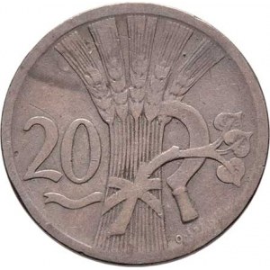 Československo 1918 - 1938, 20 Haléř 1925, KM.1 (CuNi), 3.280g, nep.hr.,