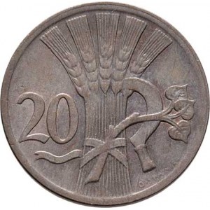 Československo 1918 - 1938, 20 Haléř 1927, KM.1 (CuNi), 3.350g, nep.hr.,
