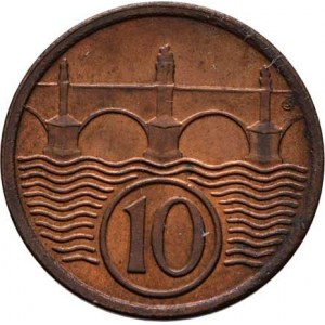 Československo 1918 - 1938, 10 Haléř 1922, KM.3 (CuZn), 2.009g, patina