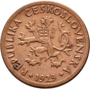 Československo 1918 - 1938, 10 Haléř 1929, KM.3 (CuZn), 1.968g, nep.skvrnky R!
