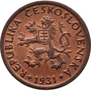 Československo 1918 - 1938, 10 Haléř 1931, KM.3 (CuZn), 1.994g