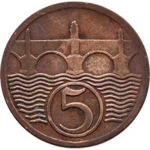 Československo 1918 - 1938, 5 Haléř 1926, KM.6 (CuZn), 1.635g, nep.hr.,