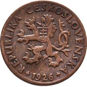Československo 1918 - 1938, 5 Haléř 1926, KM.6 (CuZn), 1.635g, nep.hr.,
