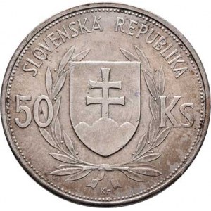 Slovenská republika, 1939 - 1945, 50 Koruna 1944, KM.10 (Ag700), 16.513g, dr.hr.,