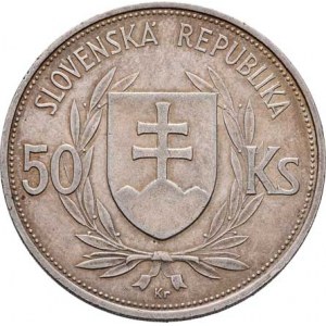 Slovenská republika, 1939 - 1945, 50 Koruna 1944, KM.10 (Ag700), 16.428g, dr.hr.,