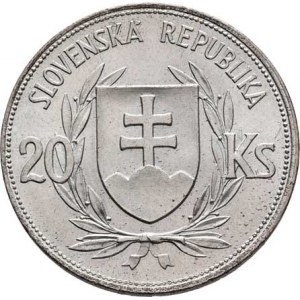 Slovenská republika, 1939 - 1945, 20 Koruna 1939 - volební, KM.3 (Ag500), 15.055g,