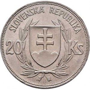 Slovenská republika, 1939 - 1945, 20 Koruna 1939 - volební, KM.3 (Ag500), 15.039g,