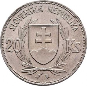 Slovenská republika, 1939 - 1945, 20 Koruna 1939 - volební, KM.3 (Ag500), 15.039g,