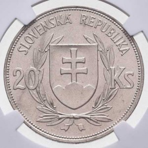 Slovenská republika, 1939 - 1945, 20 Koruna 1939 - volební, KM.3 (Ag500, 15.0g),