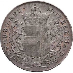 Marie Terezie, 1740 - 1780, Tolar 1766, Günzburg, koruna nad znakem zprava, K.16,
