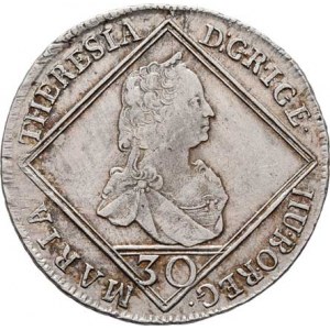 Marie Terezie, 1740 - 1780, 30 Krejcar 1760, Hall, N.29, 6.994g, mírně just.,