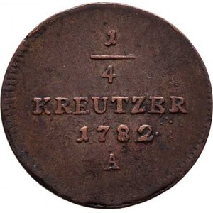 Josef II., (1765 -) 1780 - 1790, Cu 1/4 Krejcar 1782 A, Vídeň, P.48, M-A.284, 2.165g,